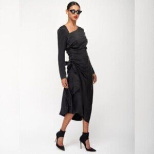 NWT Equipment Black Annalise Silk Midi Dress